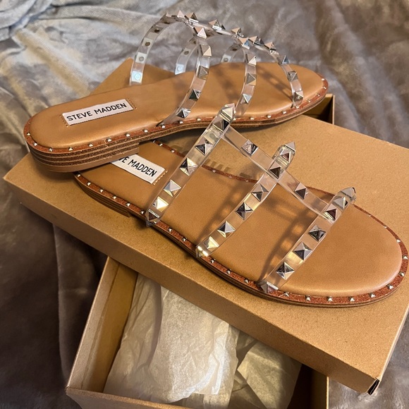 Steve Madden Clear Averill Sandal - Picture 2 of 5